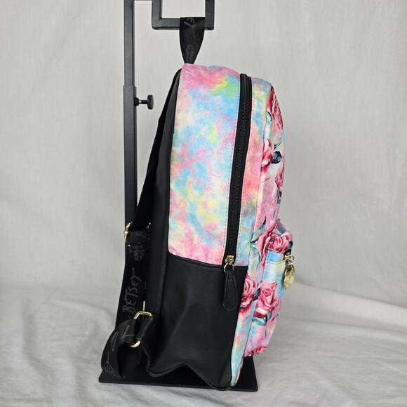 Betsey Johnson Floral Backpack Pink Blue 14" x 10" x 4" - Picture 7 of 12